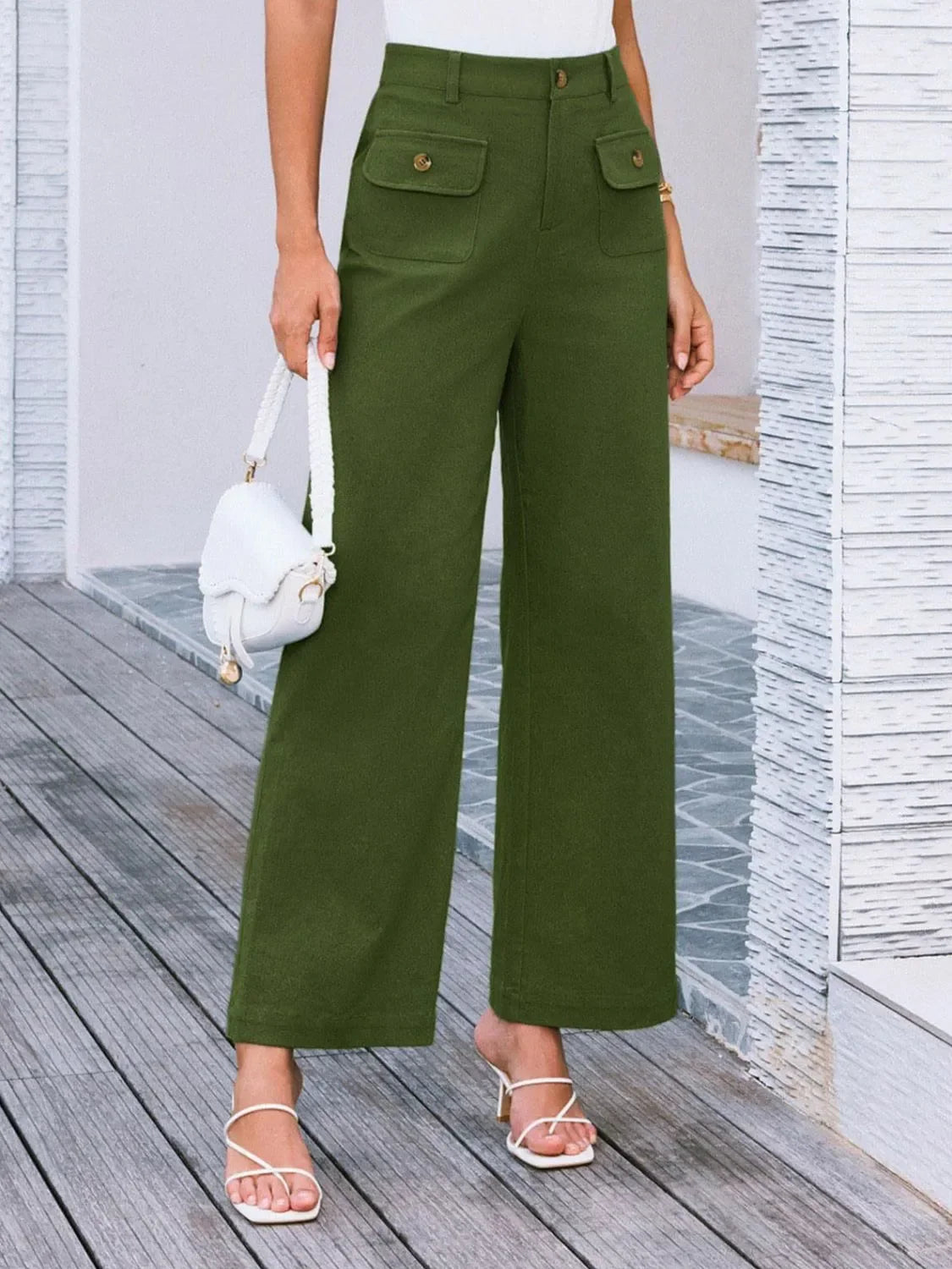 High Waist Wide Leg Relaxed Pants With Comfortable Fit - Southern Shores Clothing
