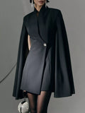 One Button Fitted Mini Blazer Dress With Cape Sleeves - Southern Shores Clothing