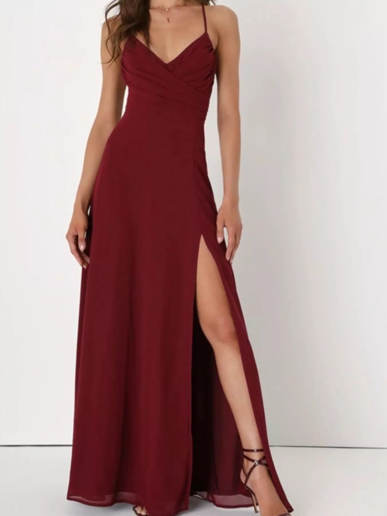 Elegant Crisscross Back Slit Maxi Dress Chic