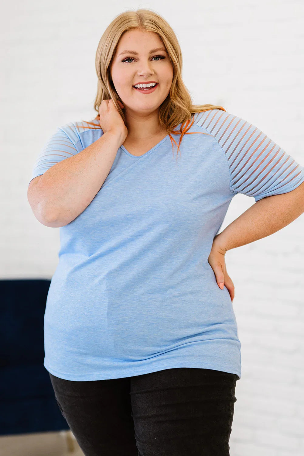 Plus Size V-Neck Raglan Sleeve Floral Tee - Southern Shores Clothing