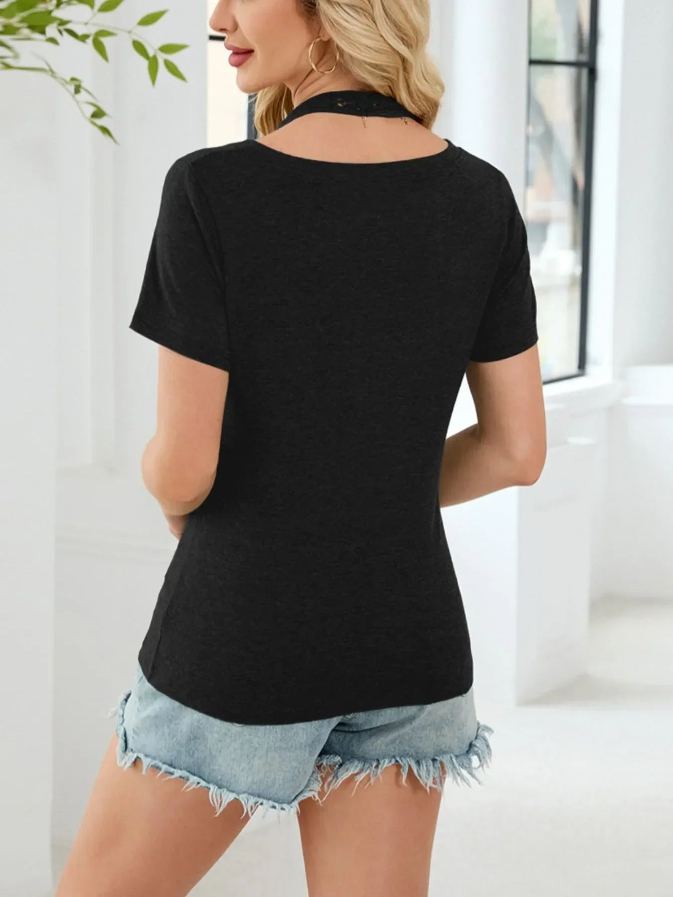 Lace Detail Short Sleeve T-Shirt - Southern Shores Clothing