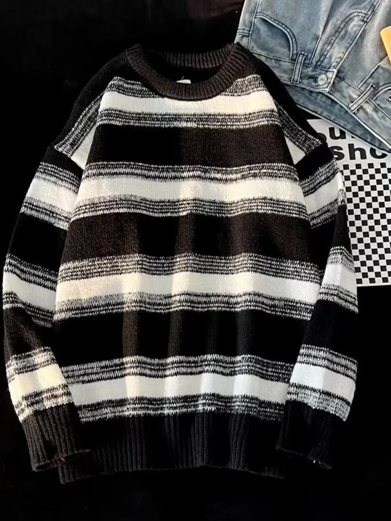 Striped Knit Round Neck Sweater Classic Casual - Southern Shores Clothing