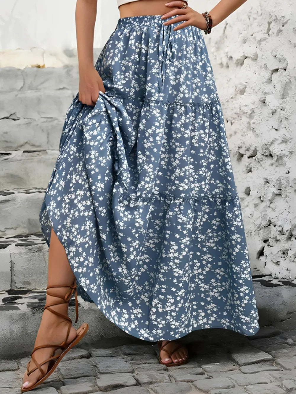 Tiered Floral Maxi Skirt For Summer Wear - Southern Shores Clothing