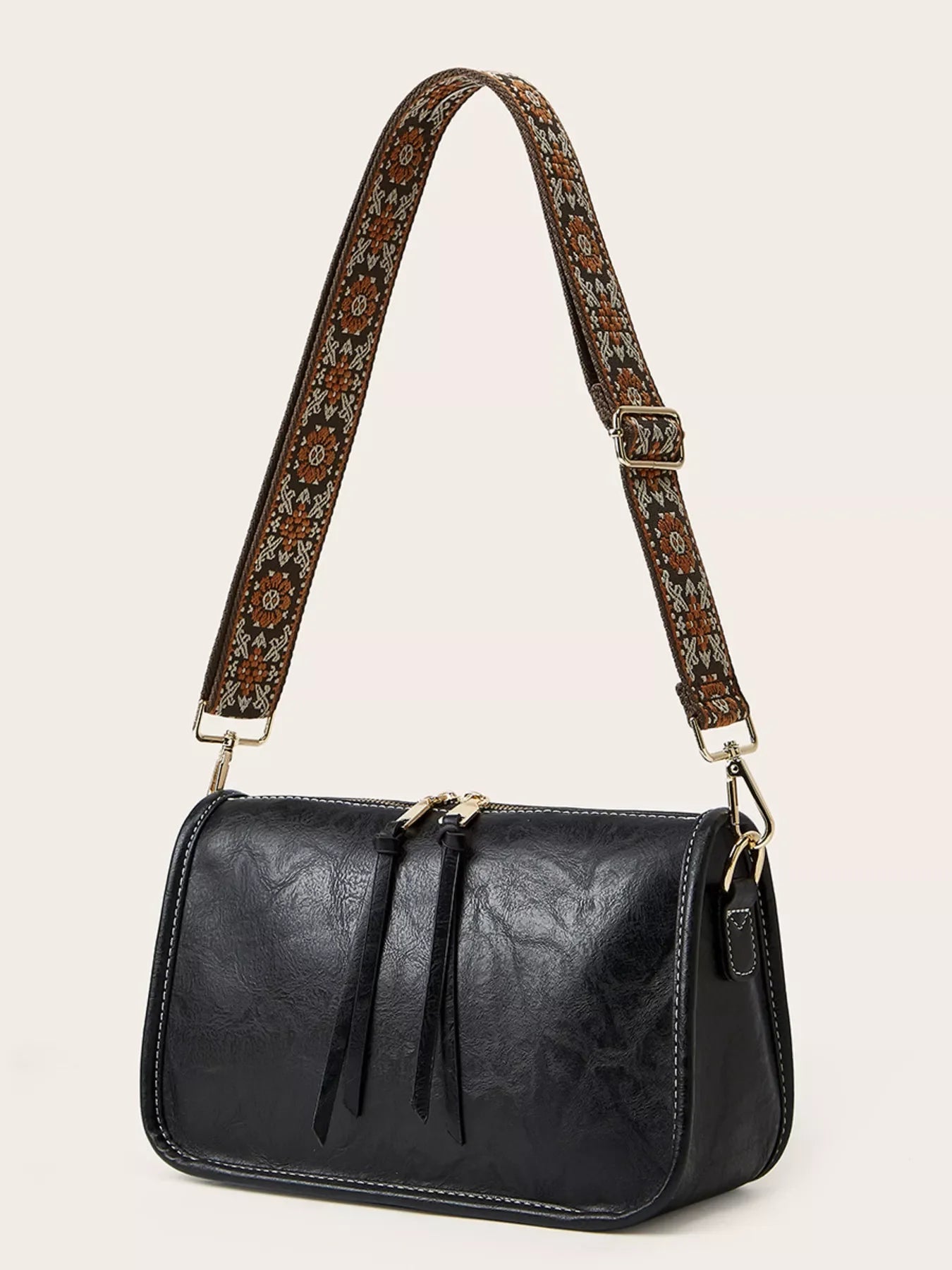 Vintage Style Patterned Strap Crossbody Bag - Southern Shores Clothing
