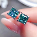 Square Moissanite Four-Prong Earrings 2 Carat Total - Southern Shores Clothing