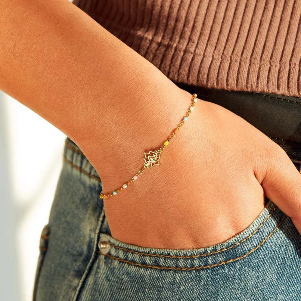 Southern Shores Lotus Shape 18K Gold-Plated Bead Bracelet