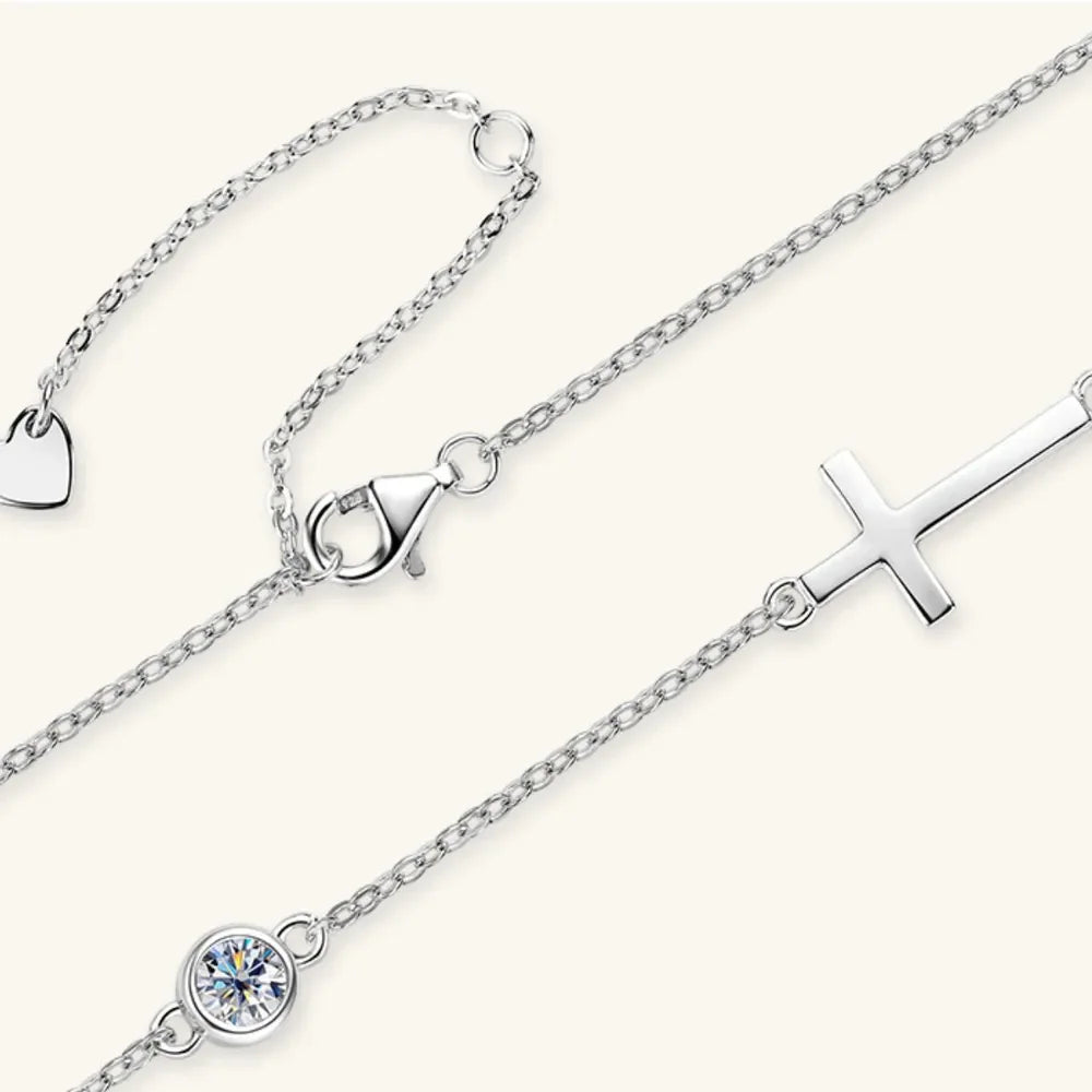 Moissanite Cross Necklace Sterling Silver - Southern Shores Clothing