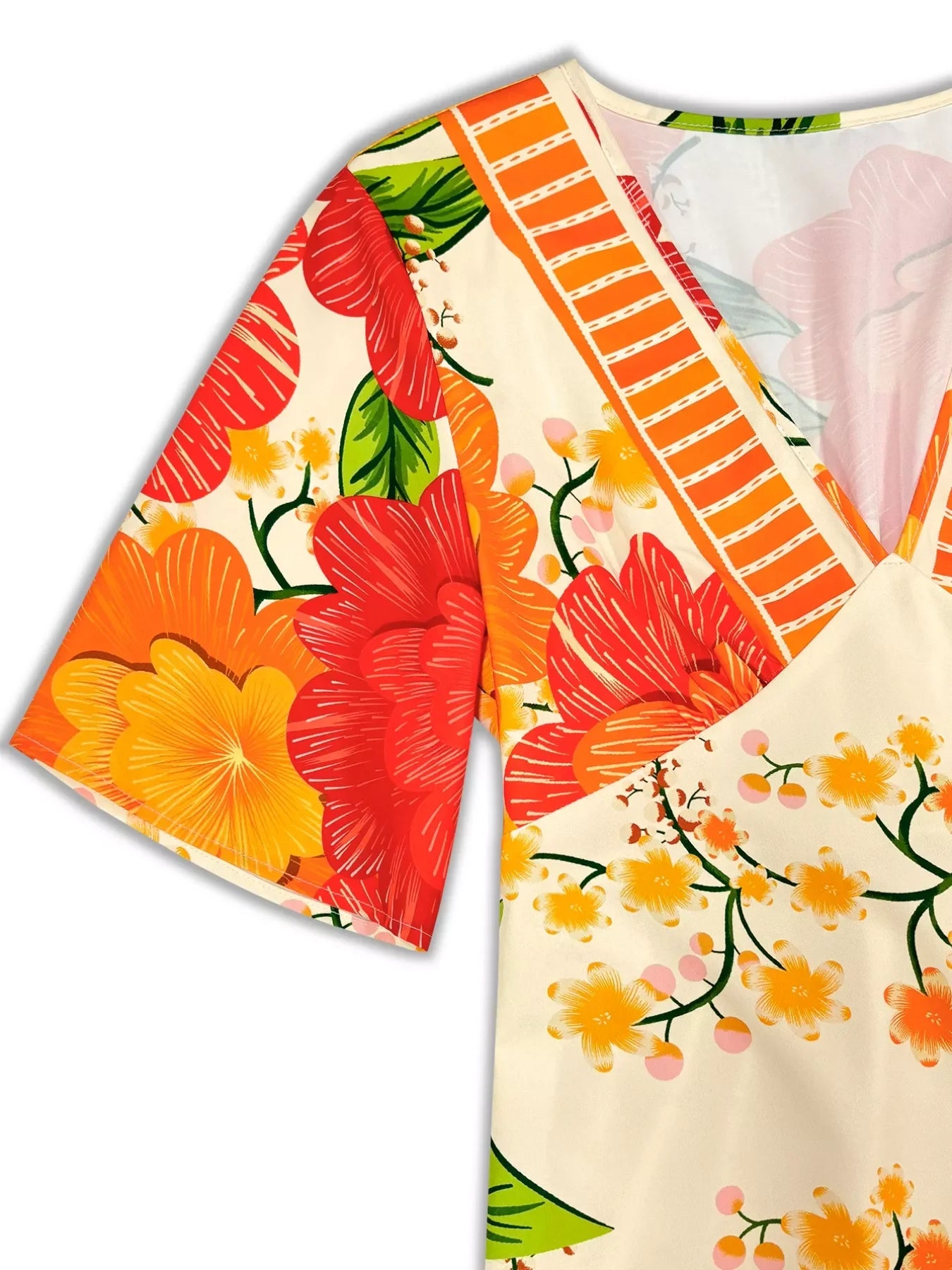 Floral Print V-Neck Maxi Dress Lightweight - Southern Shores Clothing