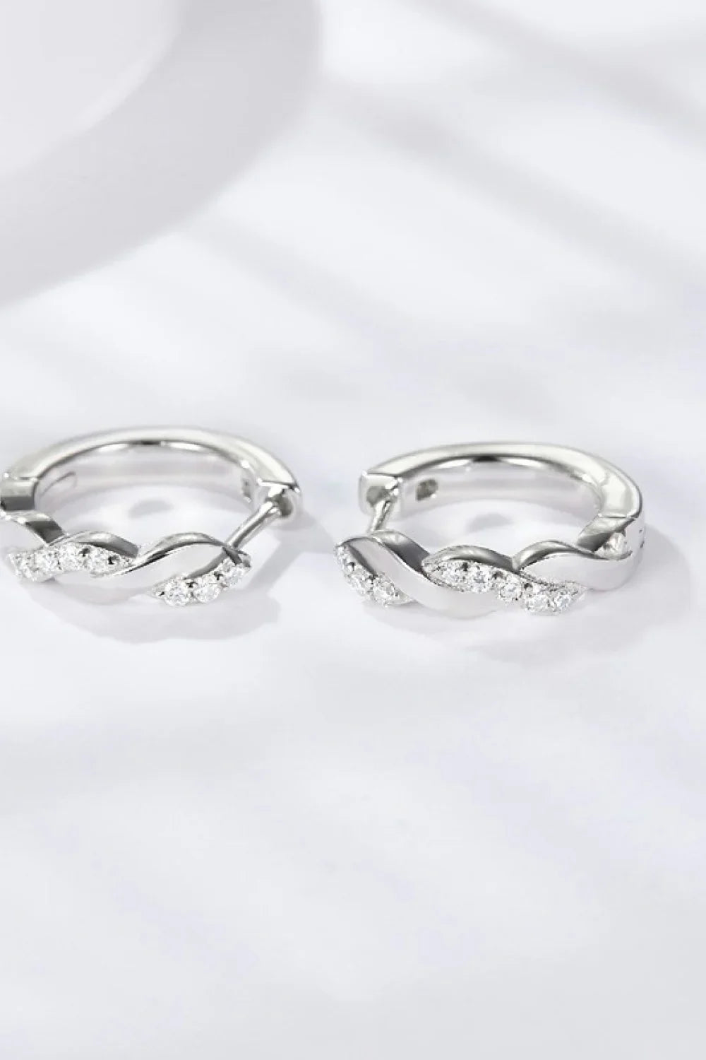 Minimalist Moissanite Twisted Hoop Earrings Platinum Plated - Southern Shores Clothing