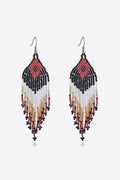 Beaded Dangle Earrings Diamond Fringe Boho Style Jewelry - Southern Shores Clothing