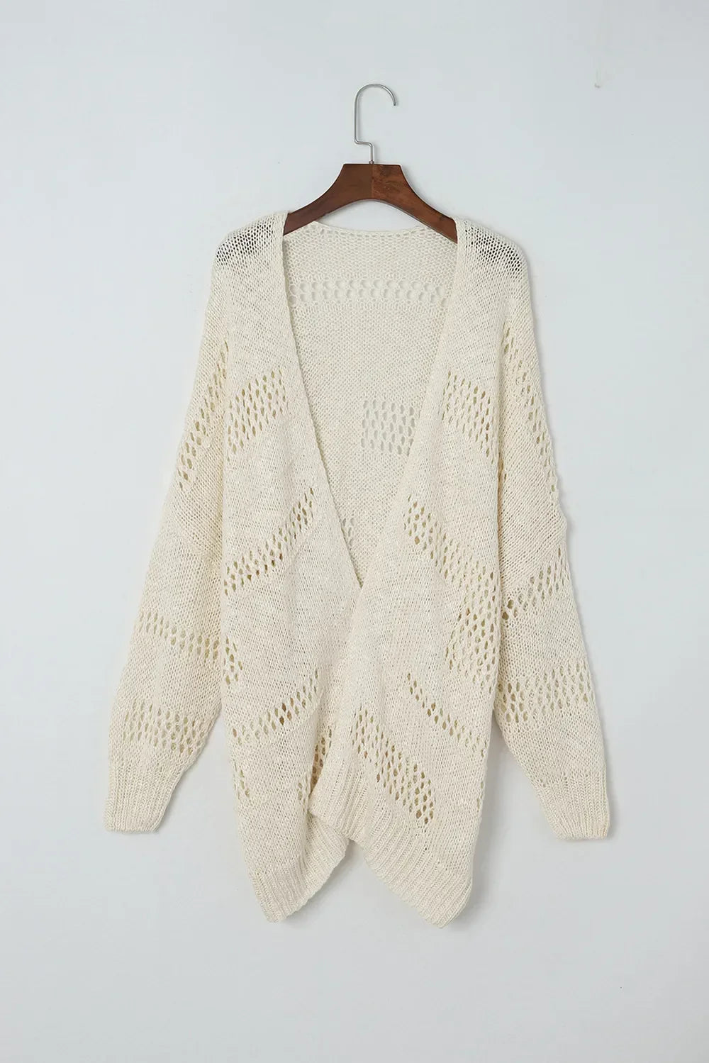 Openwork Open Front Long Sleeve Cardigan - Southern Shores Clothing