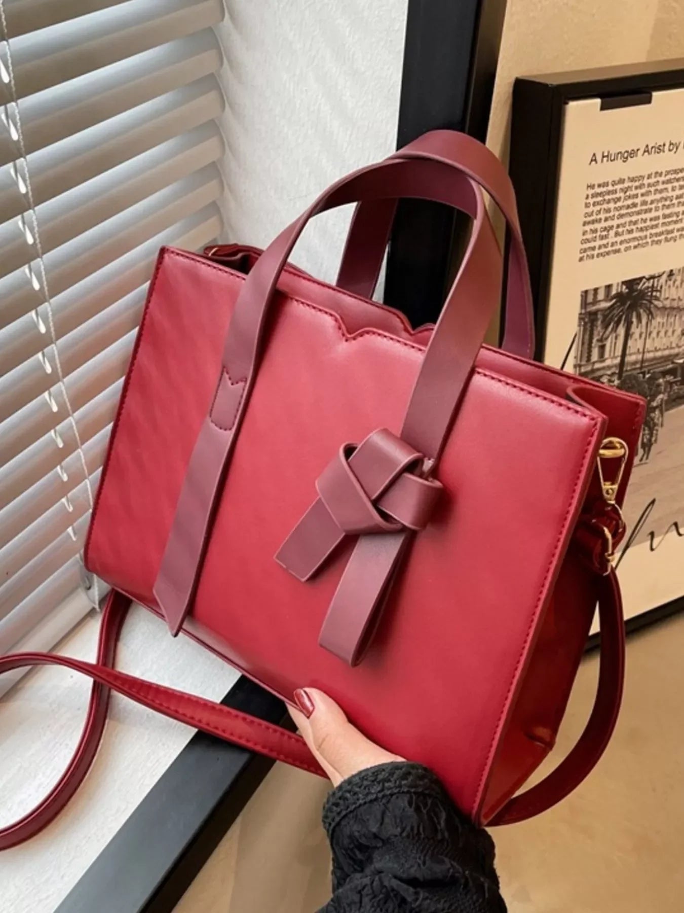 Faux Leather Tote Bag With Top Zip Closure - Southern Shores Clothing
