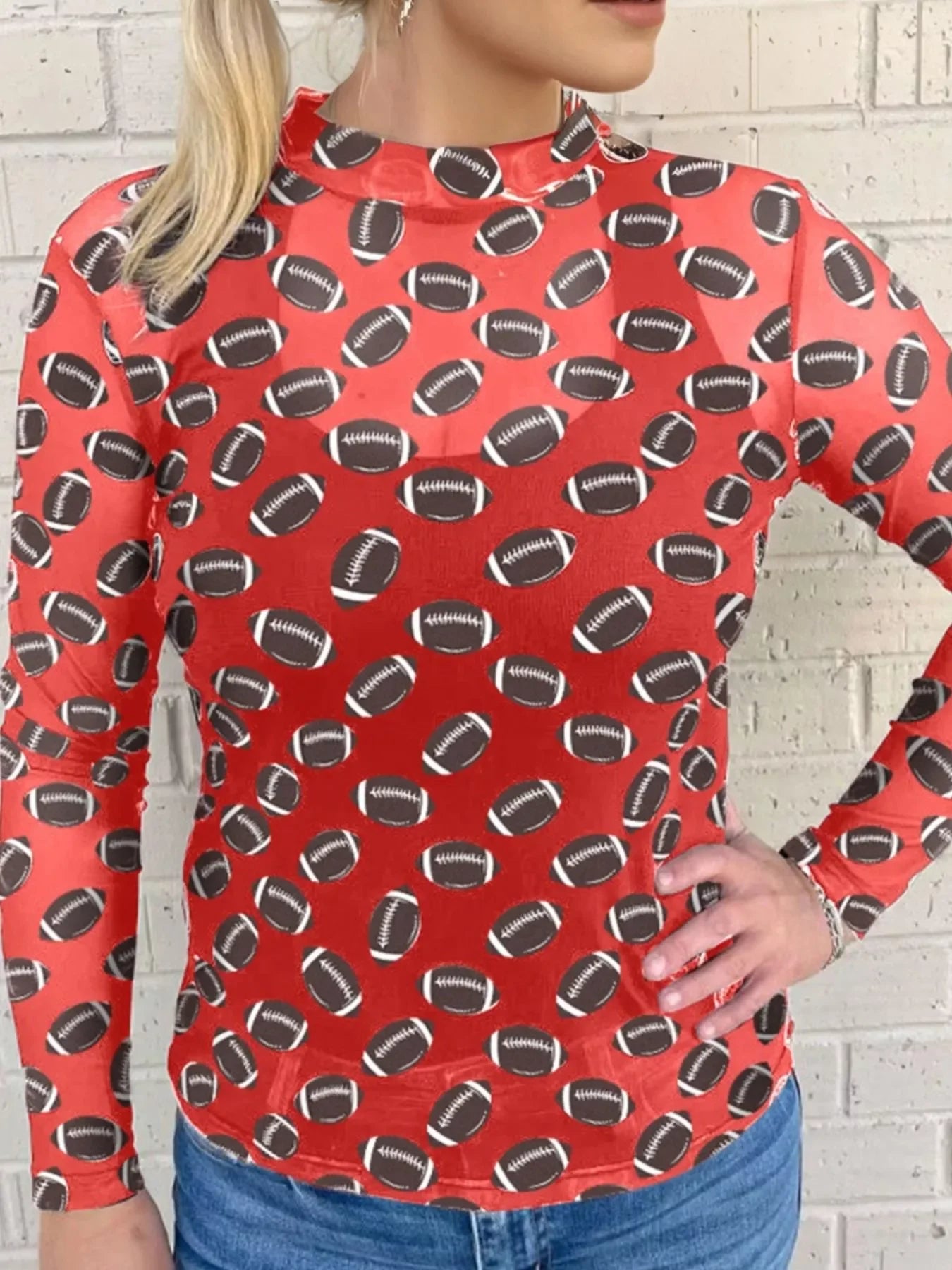 Stretch Mesh Sheer Long Sleeve Top With Coastal Flair - Southern Shores Clothing