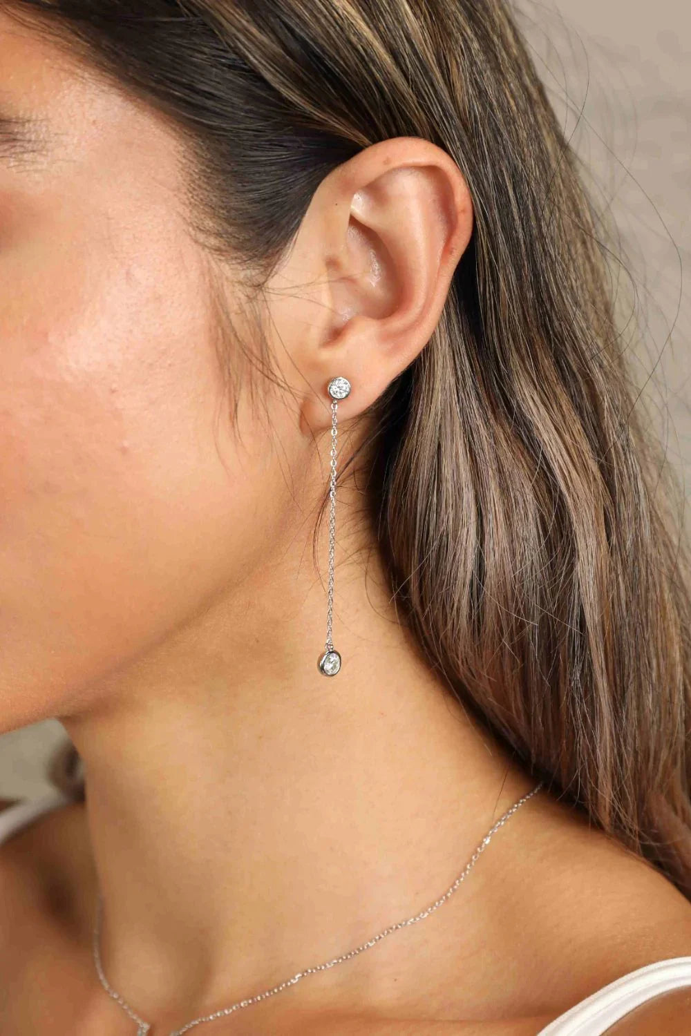 Lightweight Minimalist Moissanite Chain Earrings - Southern Shores Clothing