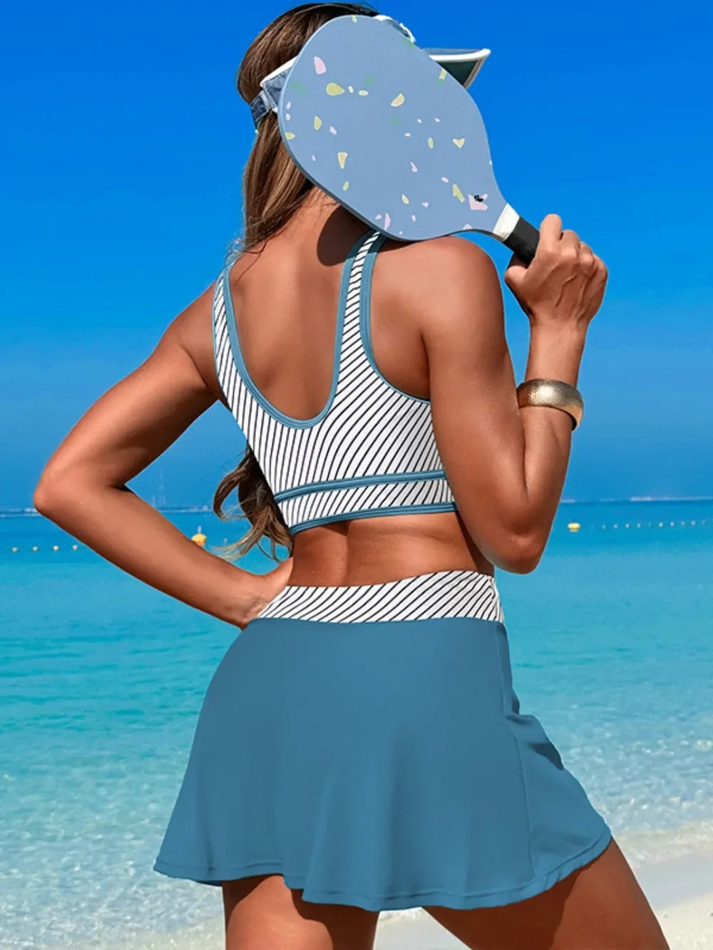 Two-Piece Swim Set With Scoop Neck Top And Skort Lightweight - Southern Shores Clothing