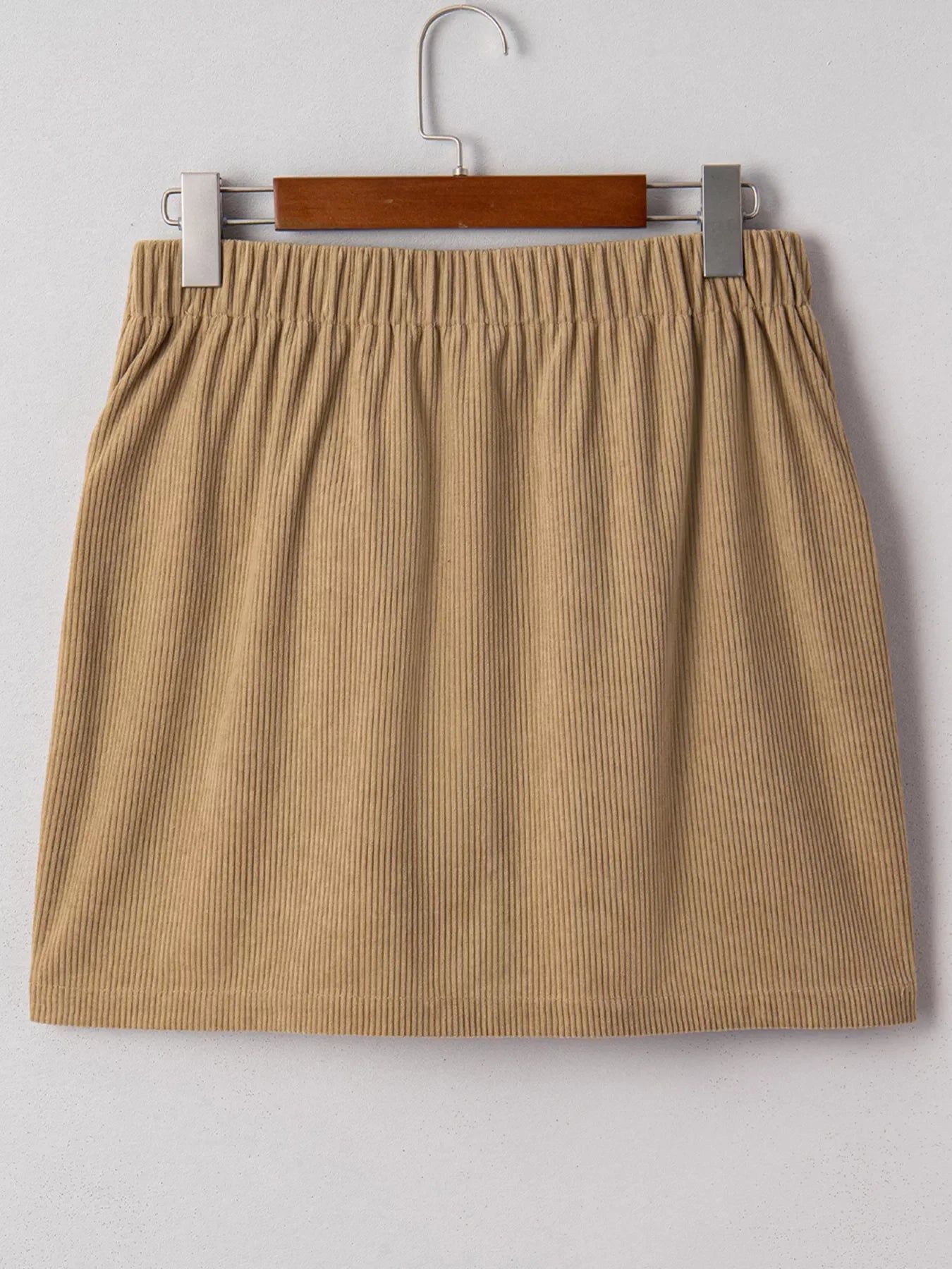 Corduroy Buttoned Front Mini Skirt Casual Daywear - Southern Shores Clothing