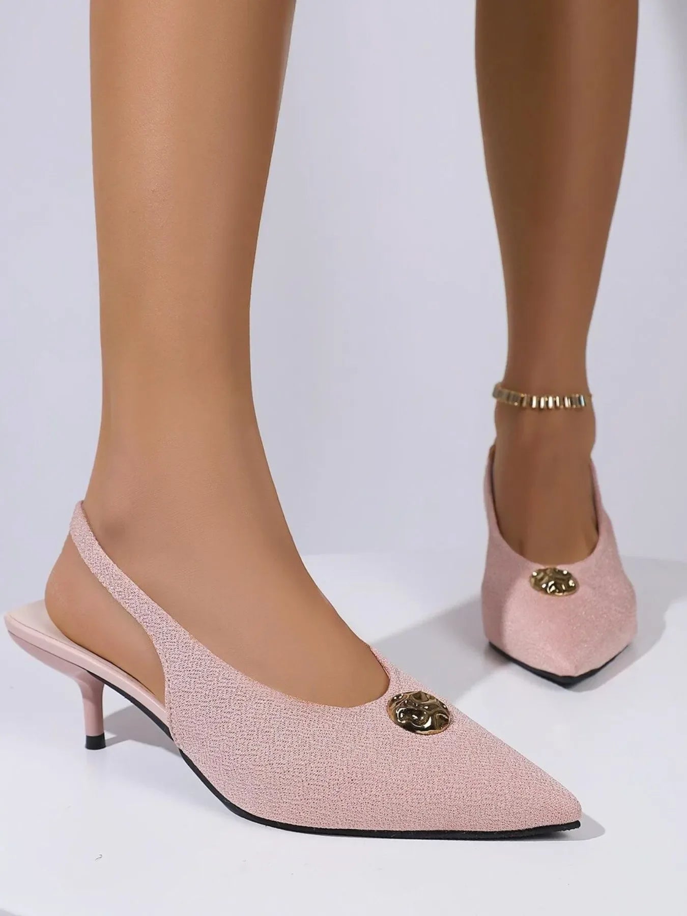 Classic Slingback Pointed Toe Mid Heel Pumps - Southern Shores Clothing