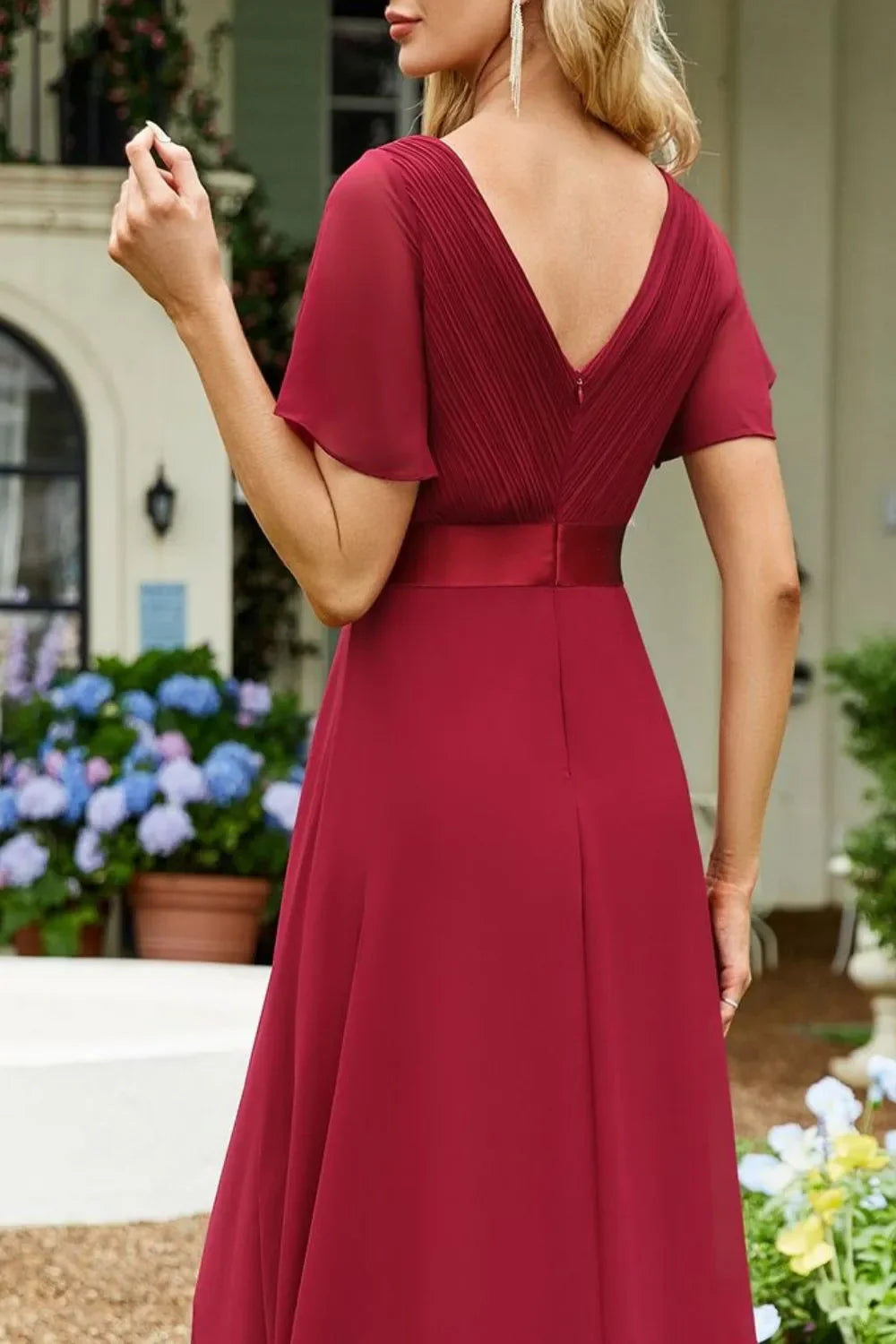 Elegant Surplice Flutter Sleeve Maxi Dress Coastal Style - Southern Shores Clothing