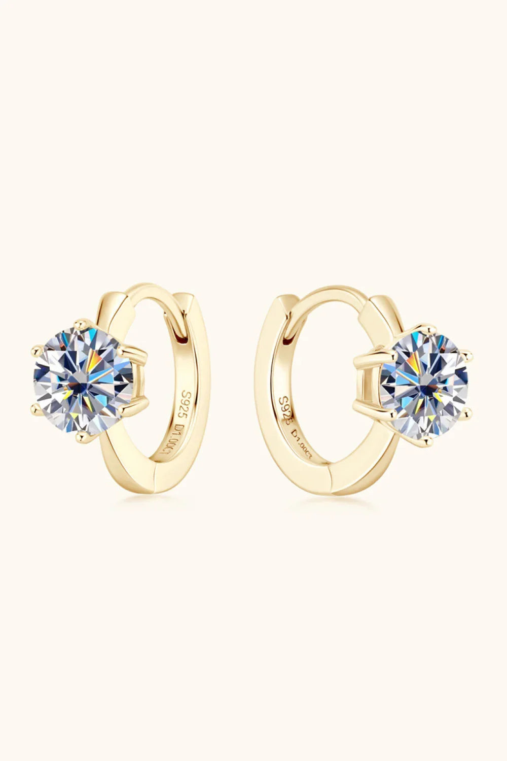 2 Carat Moissanite Sterling Silver Huggie Earrings - Southern Shores Clothing