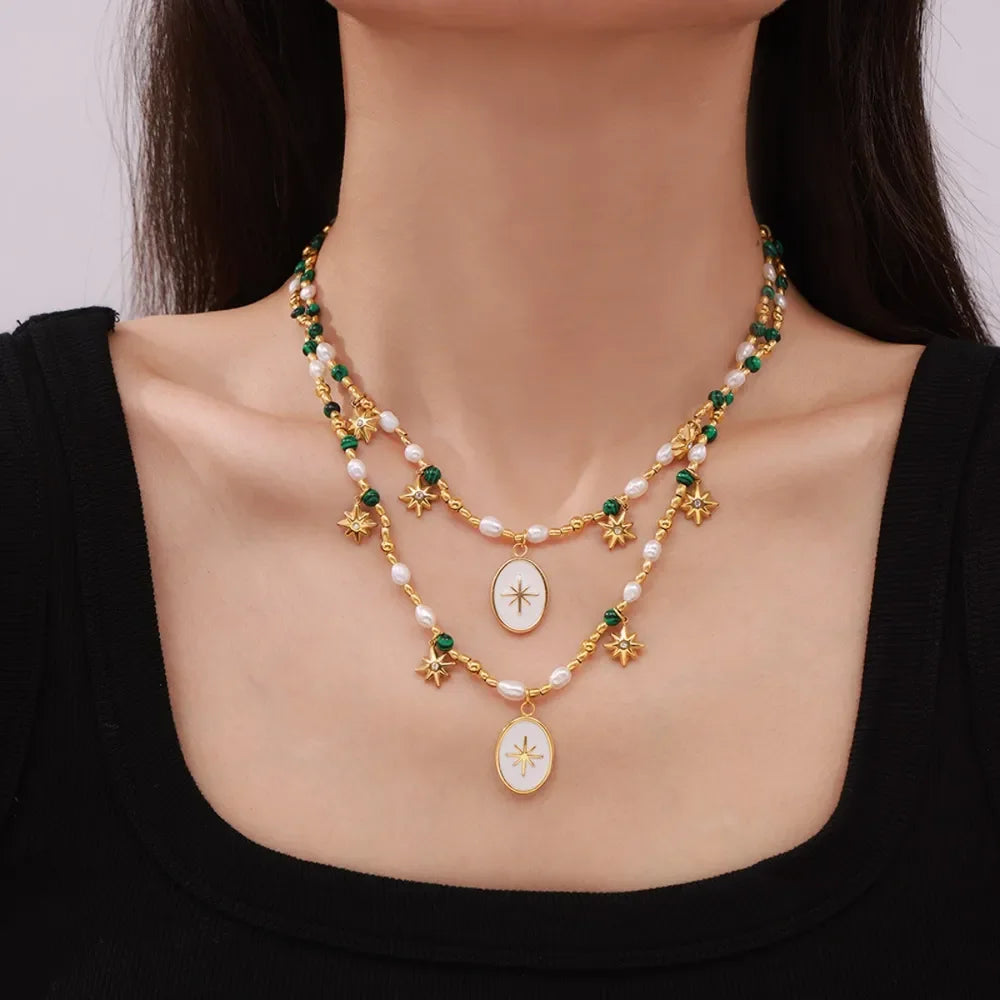 Freshwater Pearl Titanium Steel Oval Pendant Necklace - Southern Shores Clothing