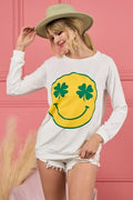 Smiley Face Graphic Round Neck Long Sleeve Top - Southern Shores Clothing
