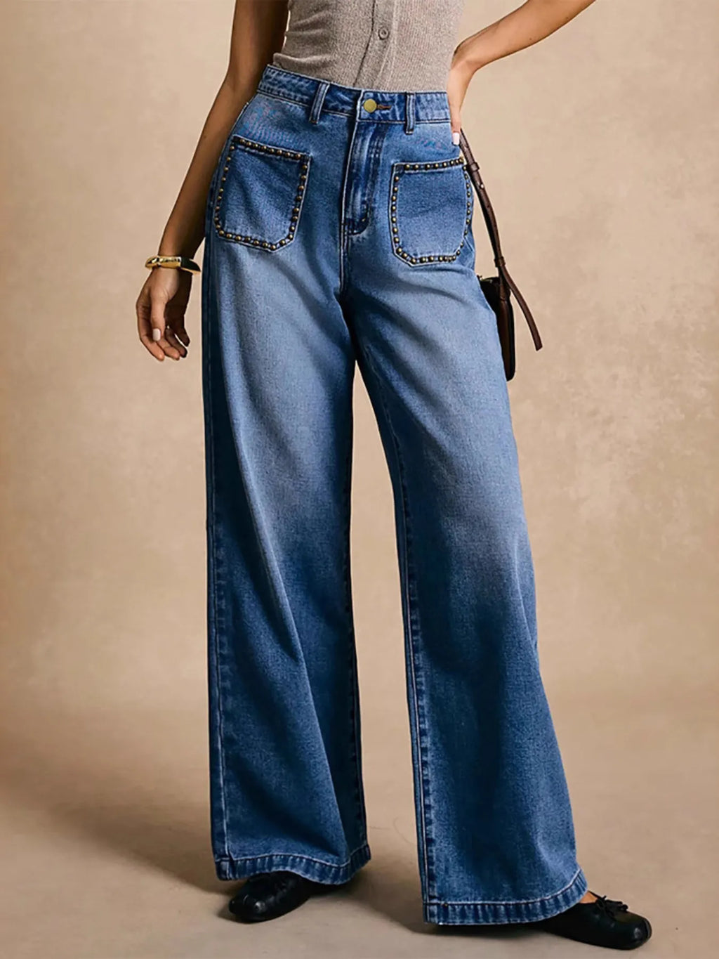 Women's Coastal High-Waisted Wide-Leg Pocket Jeans