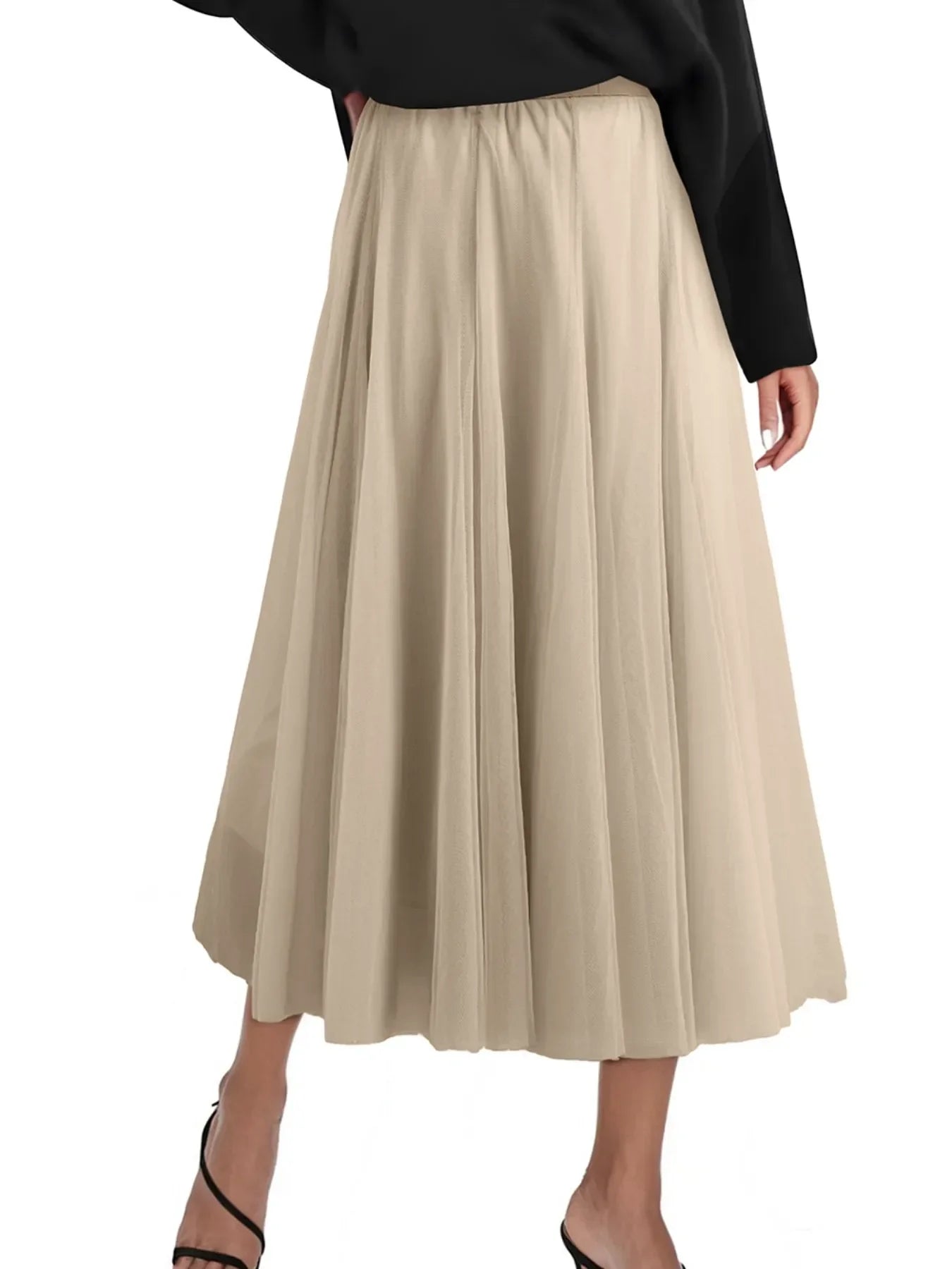 High-Waisted Midi Skirt Polyester Lightweight - Southern Shores Clothing