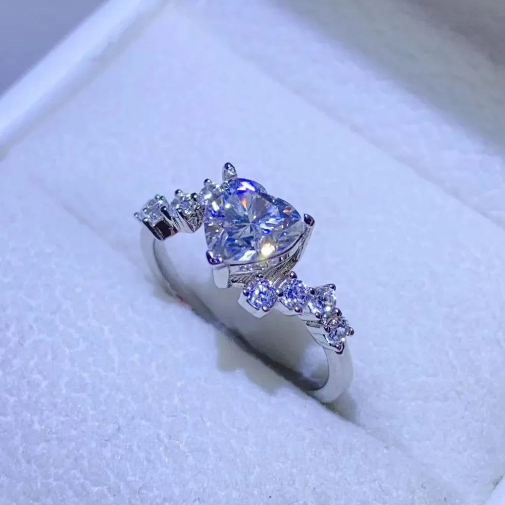 1 Carat Moissanite Sterling Silver Ring Classic Design - Southern Shores Clothing