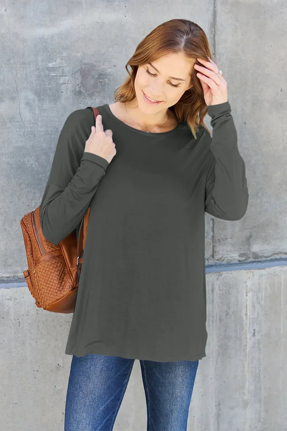 Round Neck T Shirt With Dropped Shoulder - Southern Shores Clothing