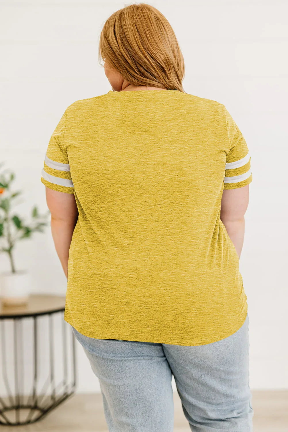 Plus Size Striped V-Neck Short Sleeve T-Shirt - Southern Shores Clothing