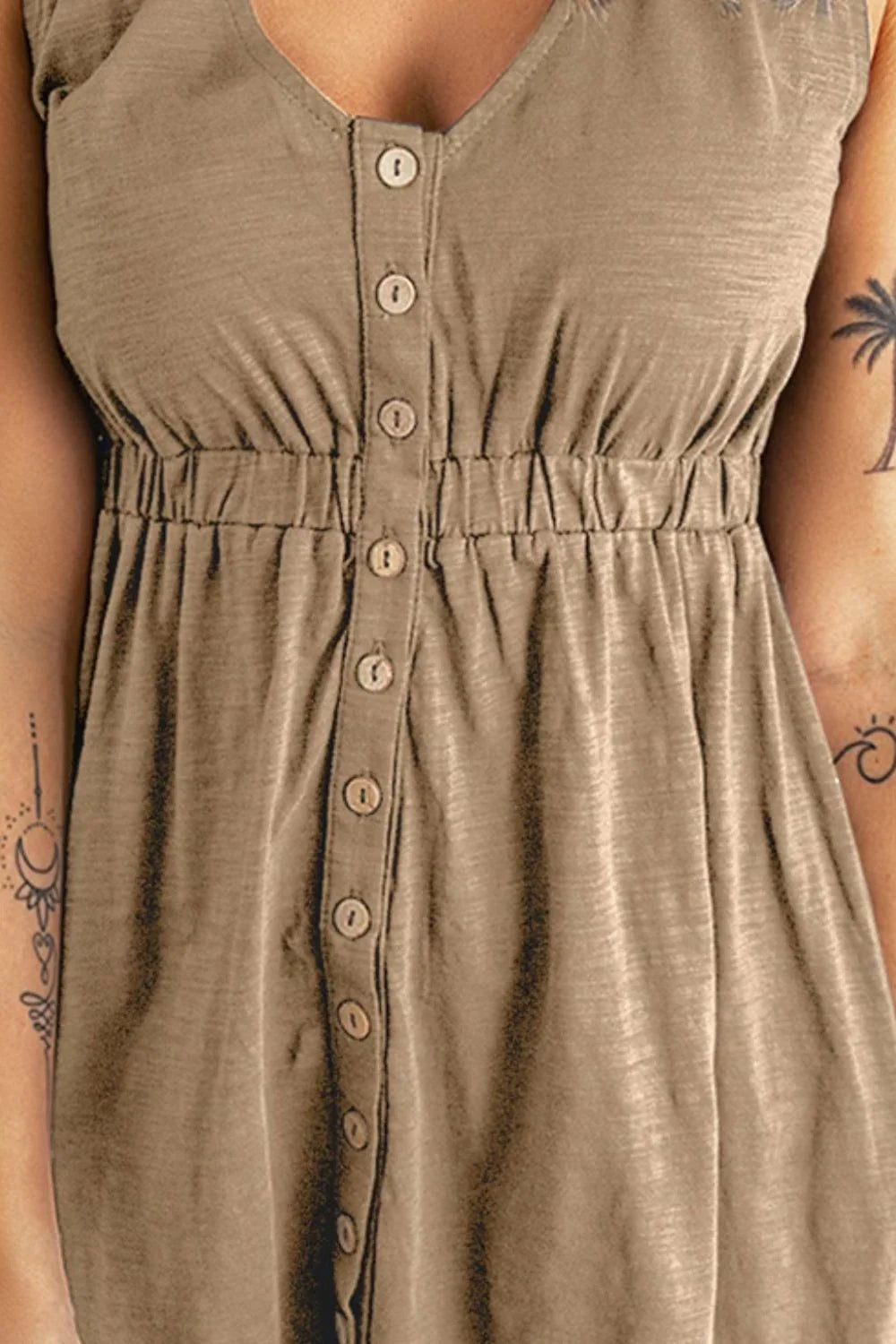 Casual Sleeveless Button Down Mini Magic Dress - Southern Shores Clothing