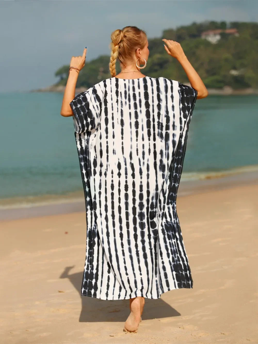 Tie-Dye V-Neck One Size Swim Cover-Up Beachwear - Southern Shores Clothing