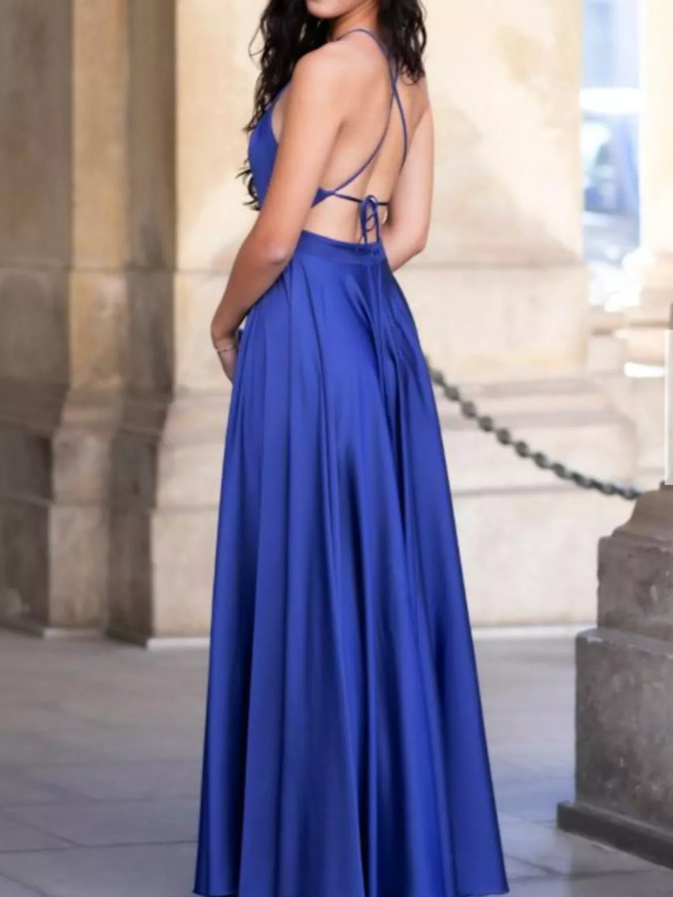 Halter Neck Maxi Dress With Slit And Backless - Southern Shores Clothing