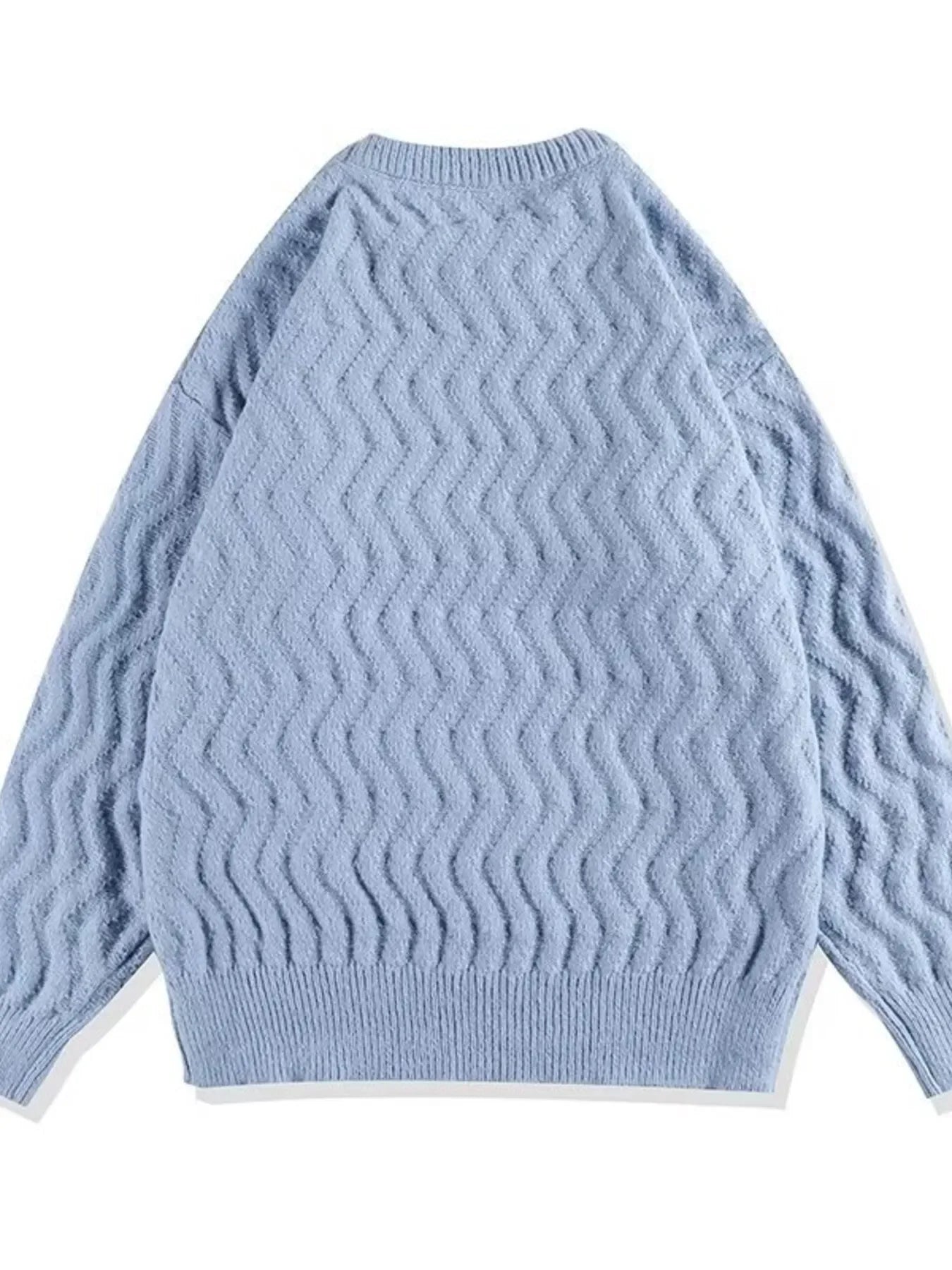 Oversized Textured Wave Knit Sweater Relaxed Fit - Southern Shores Clothing