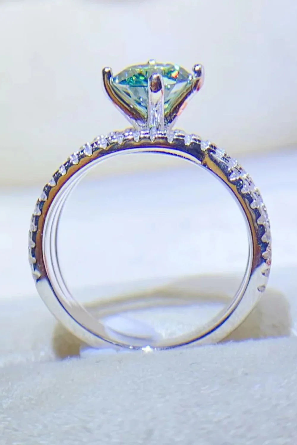1 Carat Moissanite Sterling Silver Ring With Zircon Accents - Southern Shores Clothing