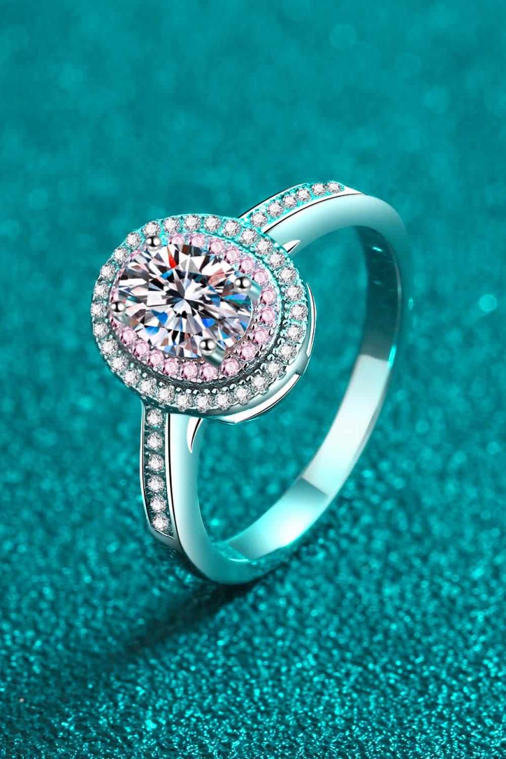 1 Carat Moissanite Double Halo Ring Sterling Silver - Southern Shores Clothing
