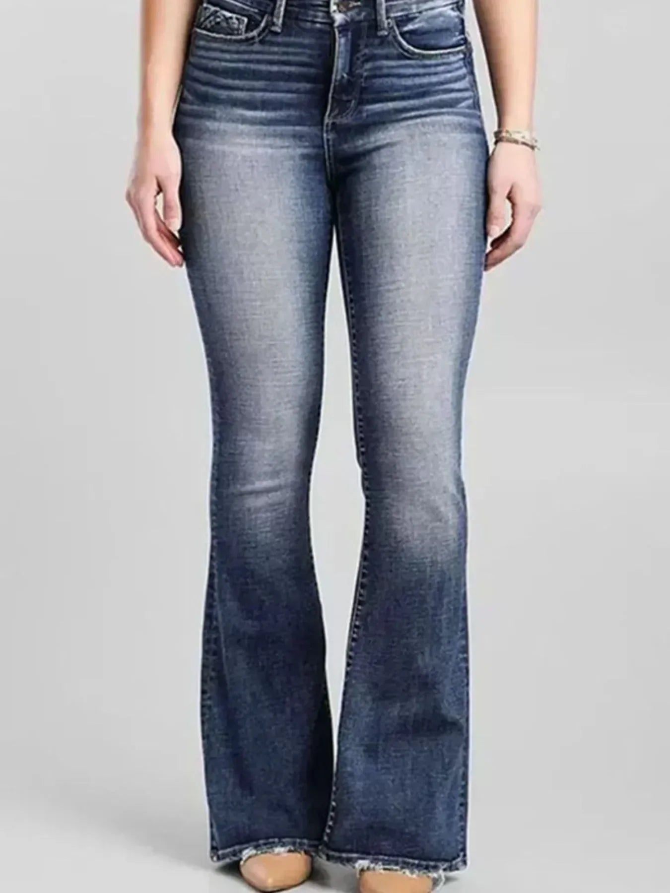 High-Rise Flare Jeans With Gradient Wash - Southern Shores Clothing