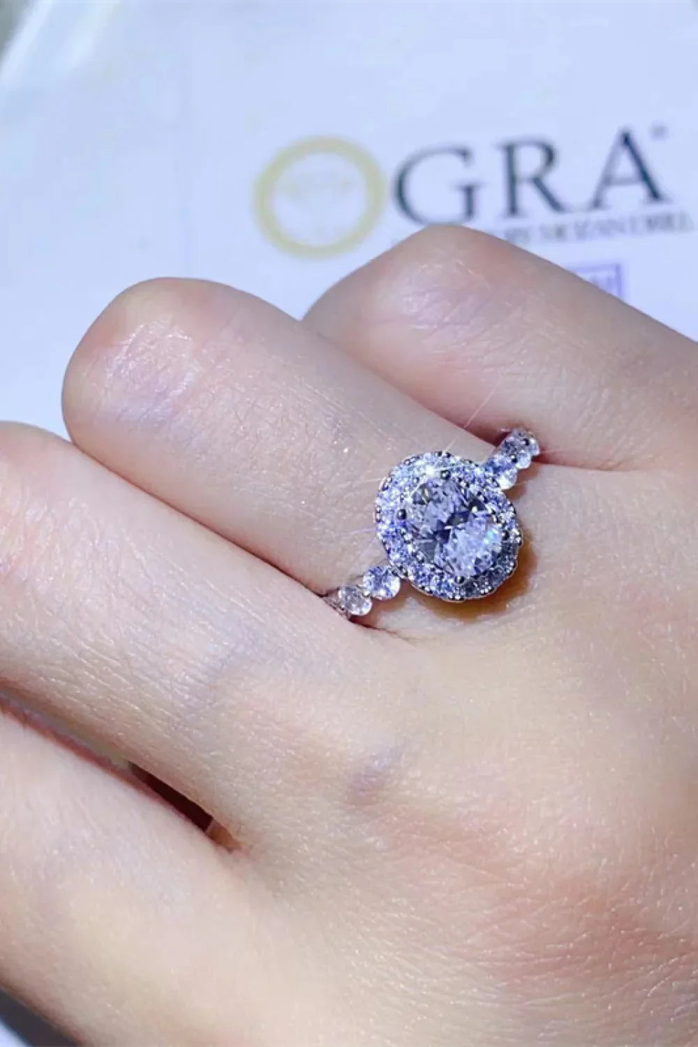 1 Carat Moissanite Halo Ring In Sterling Silver - Southern Shores Clothing