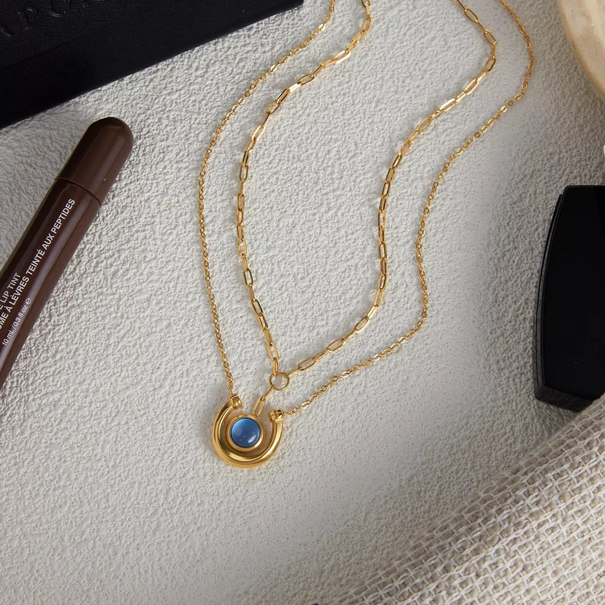 Two-Piece Pendant Necklace In 18K Gold-Plated Finish - Southern Shores Clothing