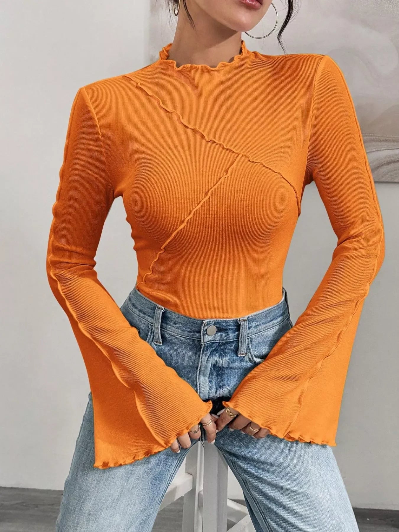 Lettuce Edge Flare Sleeve Top - Southern Shores Clothing