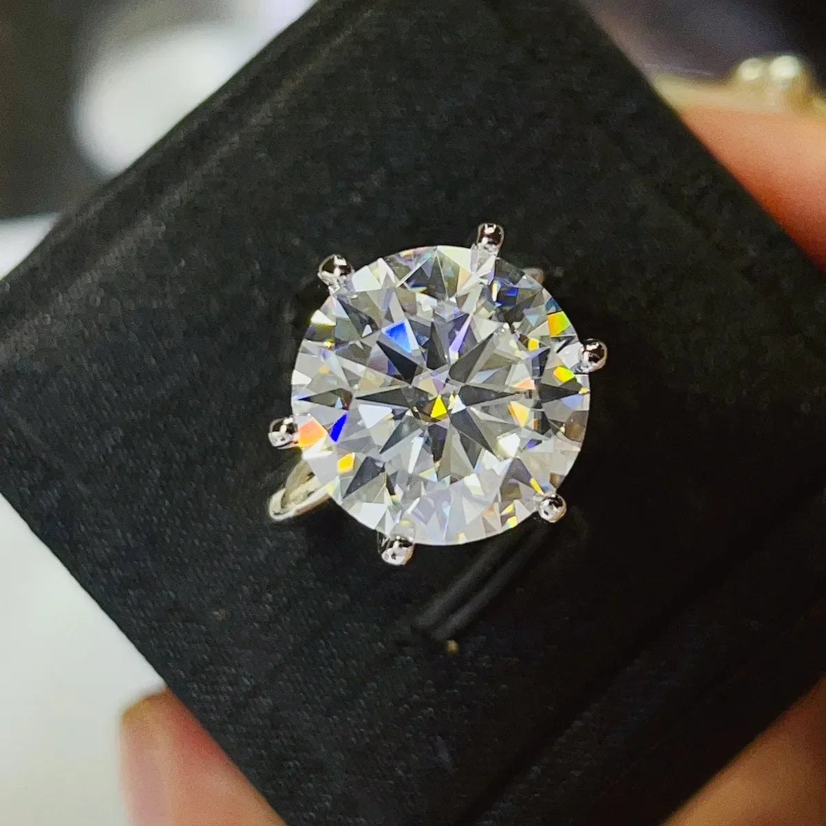 10 Carat Moissanite Platinum-Plated Sterling Silver Ring - Southern Shores Clothing