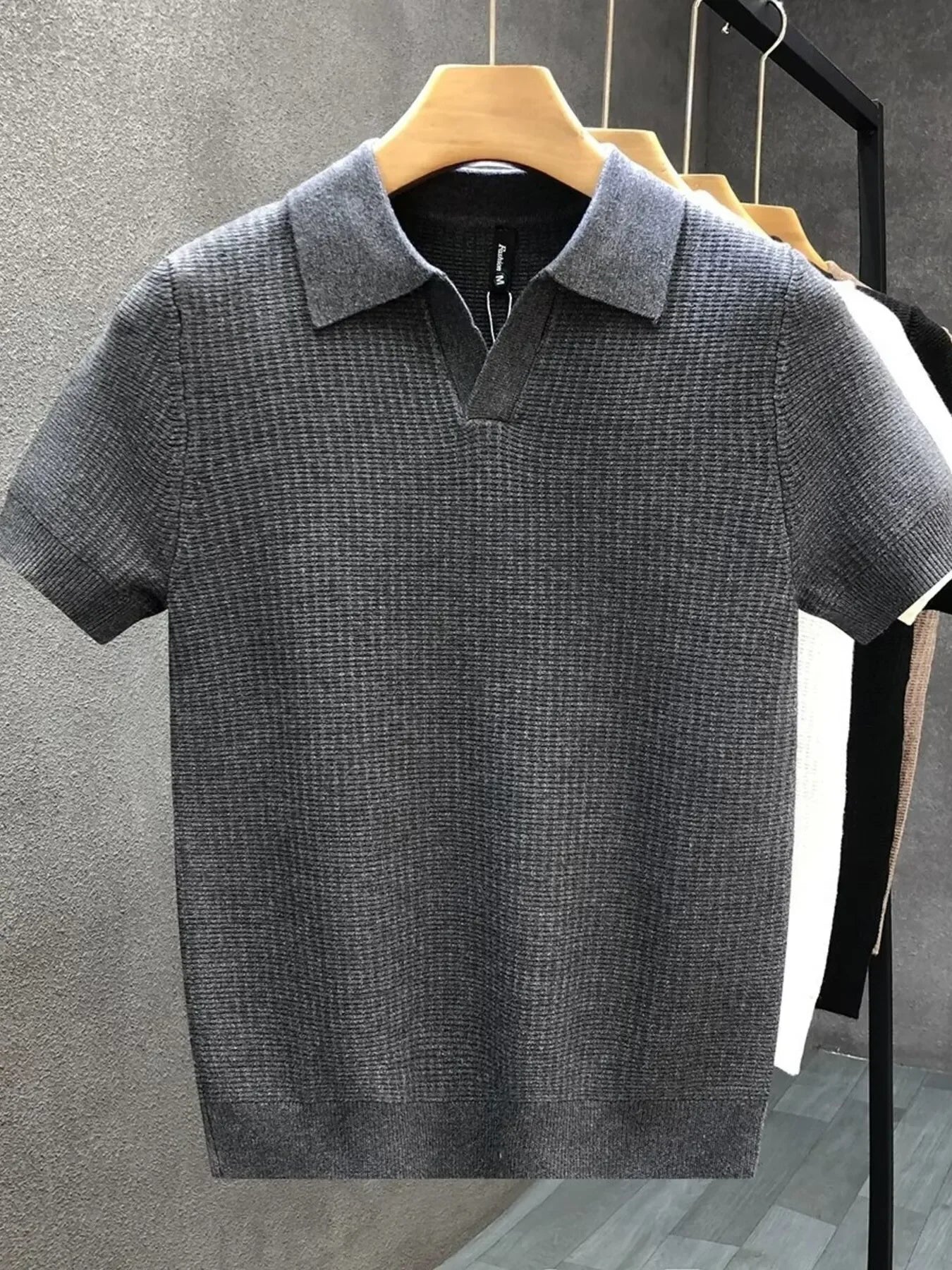 Plus Size Textured Knit Polo Shirt Casual Wear - Southern Shores Clothing