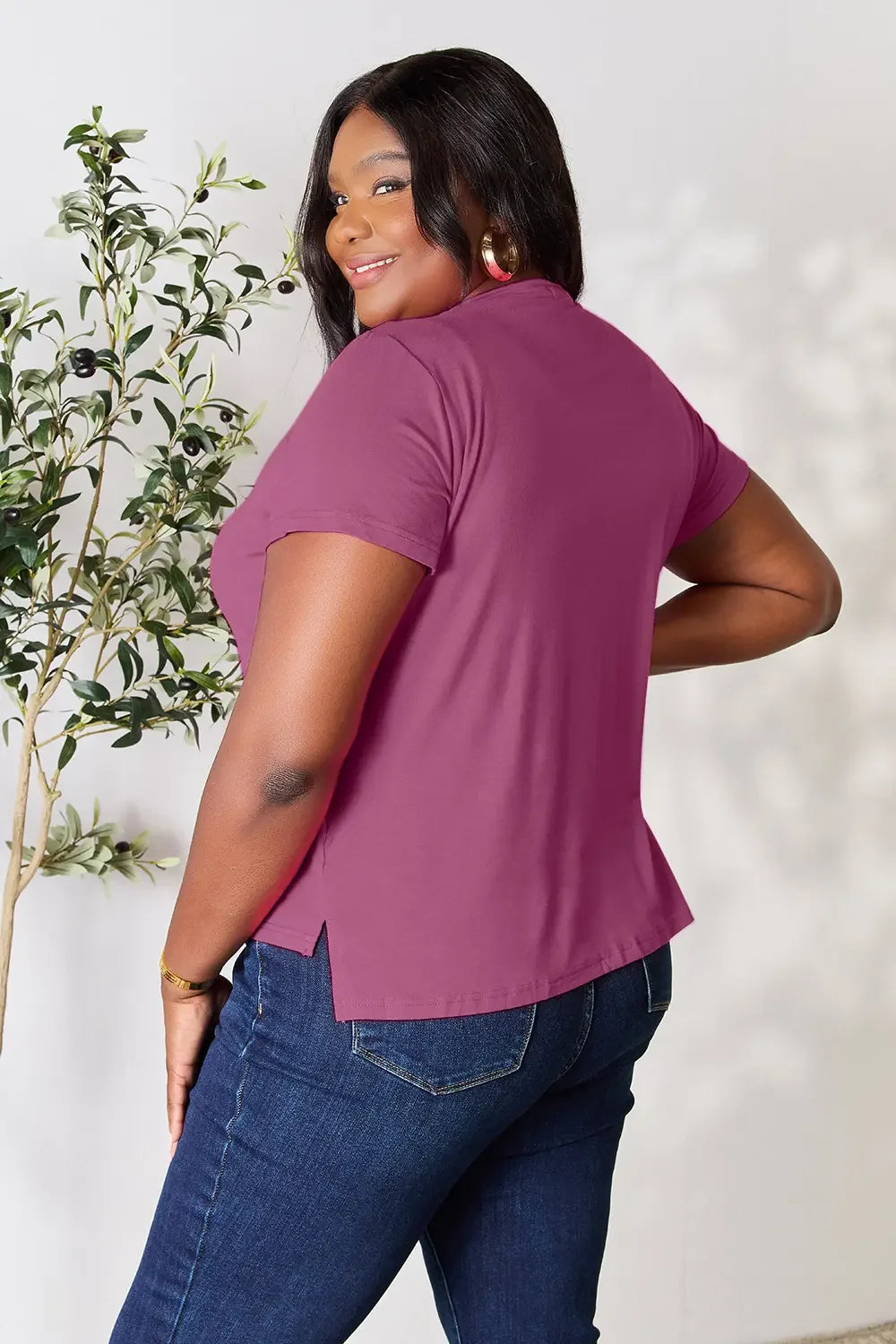 Plus Size Round Neck Short Sleeve T Shirt - Southern Shores Clothing