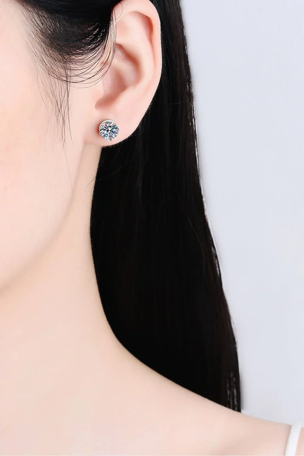 Rhodium Plated Moissanite Stud Earrings Daily Wear - Southern Shores Clothing