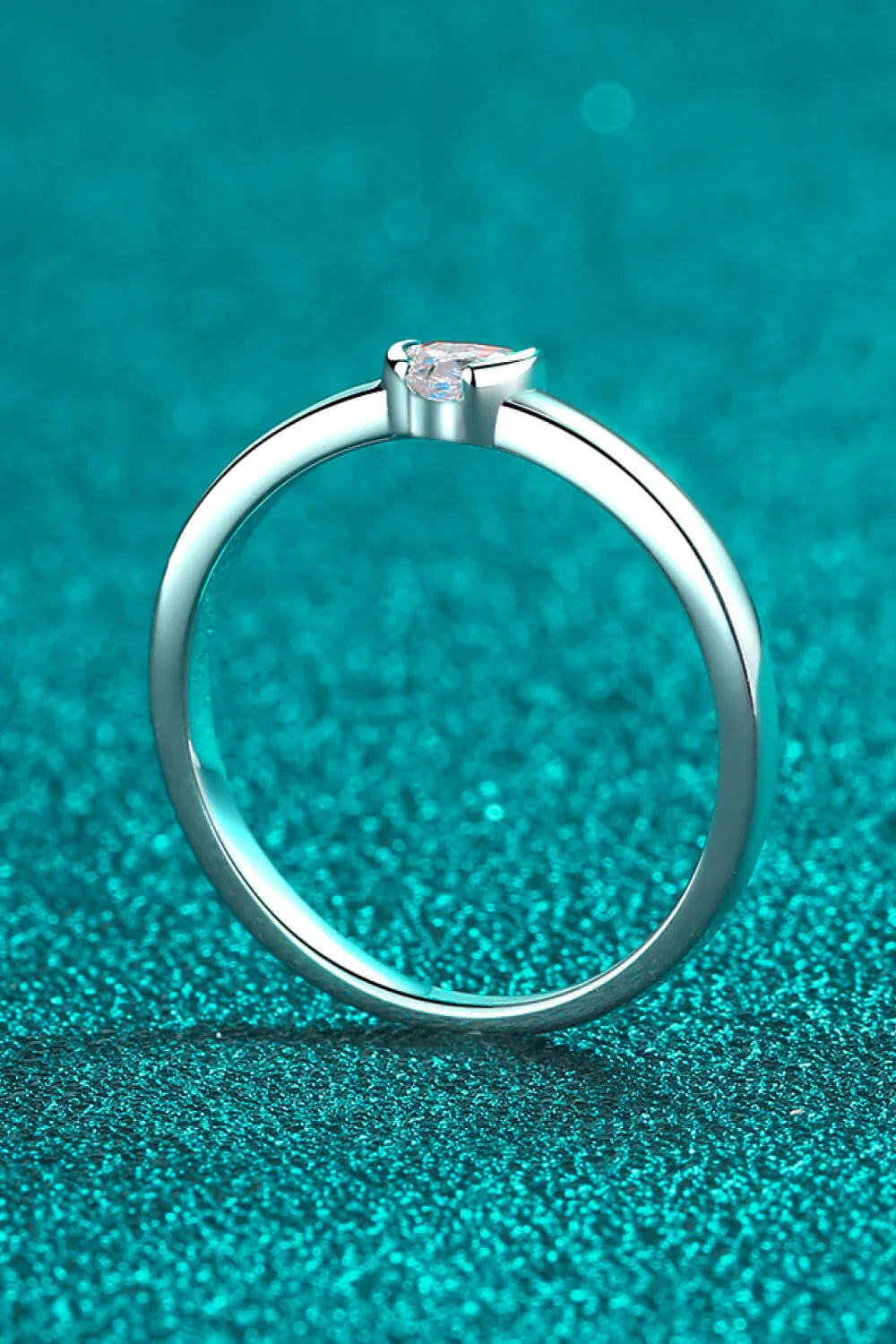 Heart Shaped Moissanite Ring Minimalist Platinum-Plated Band - Southern Shores Clothing