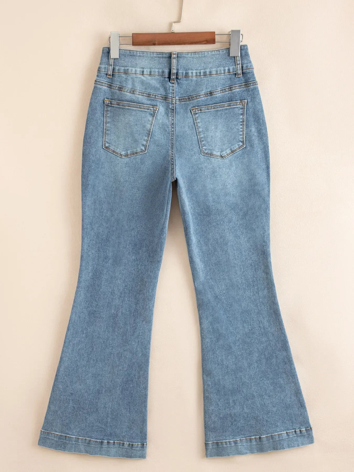Coastal High-Waisted Flare Jeans With Seam Detail - Southern Shores Clothing