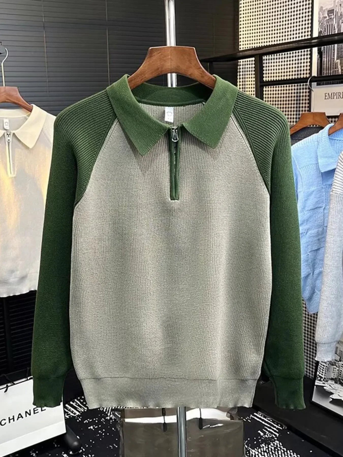Plus Size Quarter Zip Raglan Knit Sweater