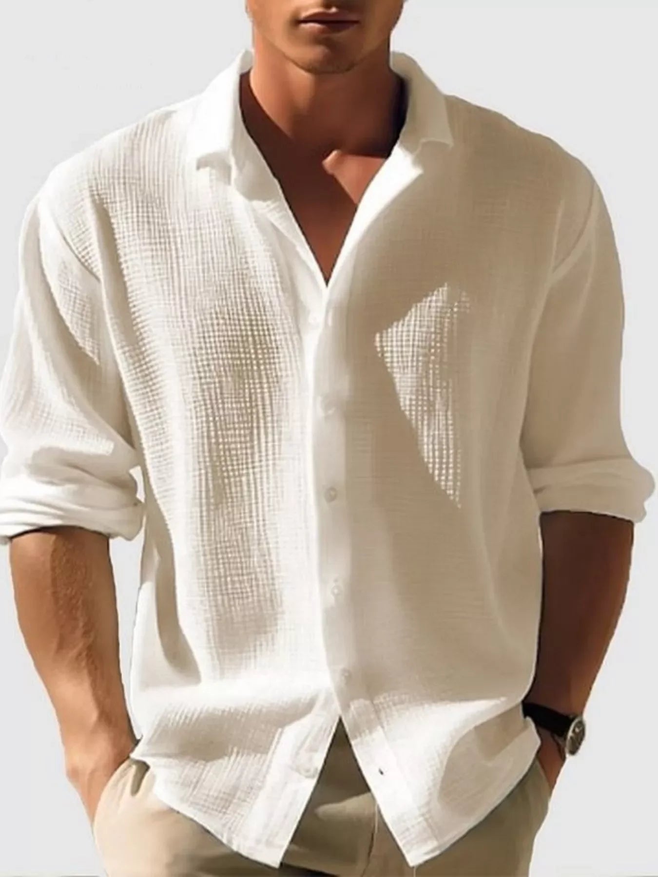 Plus Size Cotton Button Up Long Sleeve Shirt - Southern Shores Clothing