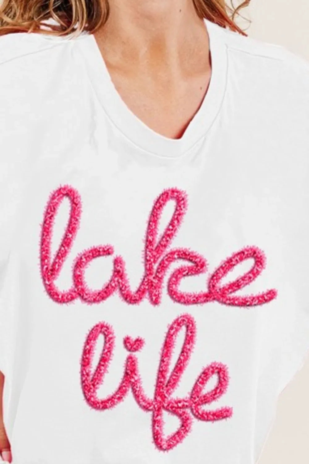 Metallic Letter Short Dolman Sleeve Relaxed Tee - Southern Shores Clothing