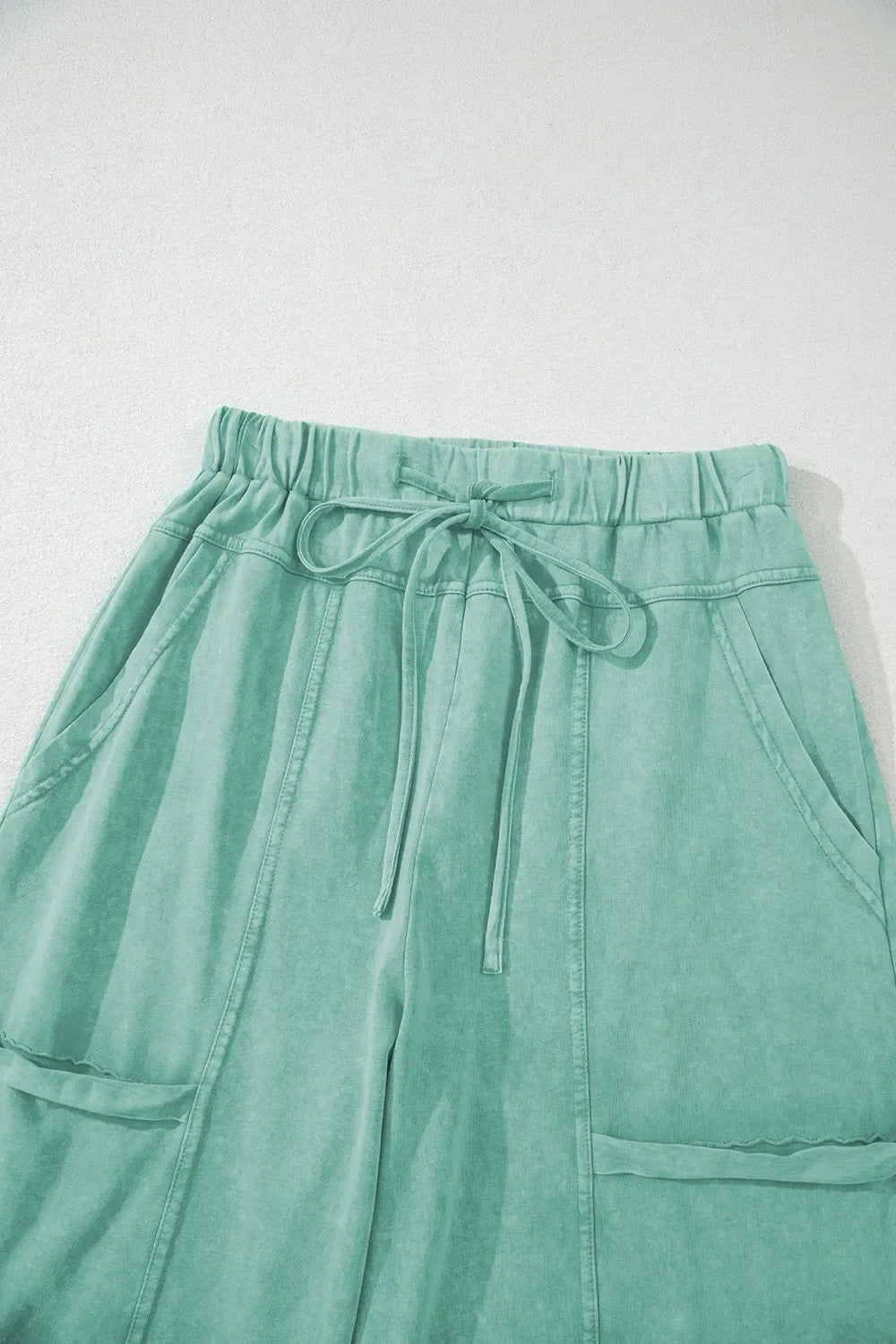 Mineral Wash High Waist Wide Leg Cotton Cargo Pants - Southern Shores Clothing